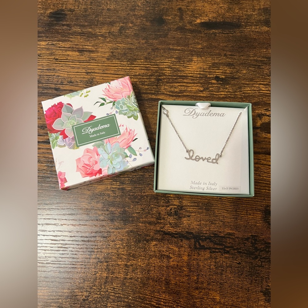 Dyadema Italian Sterling 925 Silver Loved Necklace adjustable 16-18”